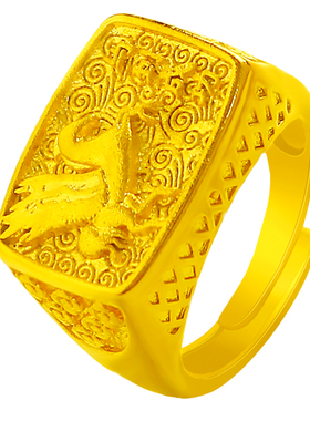 镀越南沙金戒指男马到成功仿真