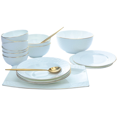 Asgard陶瓷碗骨瓷沙拉大号汤饭面碗高档盘子现代简约白色骨瓷盘子