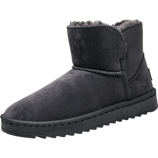 冬季东北雪地靴保暖加绒加厚棉鞋男款一脚蹬老北京男鞋面包鞋男士