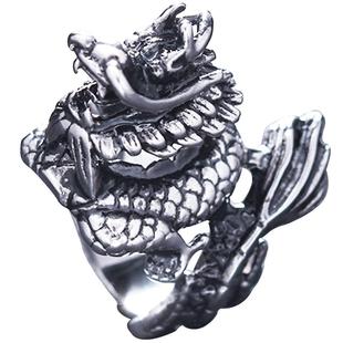 霸气潮男龙头复古戒指男士钛钢龙形狼头个性潮人单身指环朋克