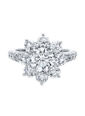 新品925银镶嵌2克拉花女钻戒