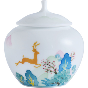 茶叶罐陶瓷高档密封罐家用防潮茶罐创意个性时尚手绘储存罐礼盒装