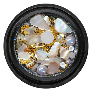 海洋风暴日式美甲饰品美甲贝壳珍珠星月碎钻金属饰品指甲装饰混装