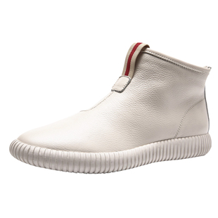 港风真皮高帮鞋女2025秋冬新款全牛皮女鞋靴子短靴平底休闲单鞋夏