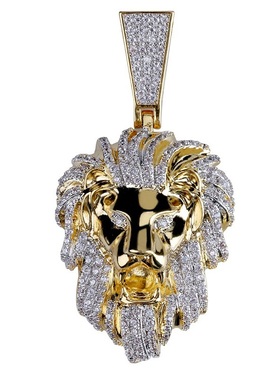 topgrillz欧美INS爆款嘻哈个性狮子头吊坠满宝石珠宝潮牌项链饰品