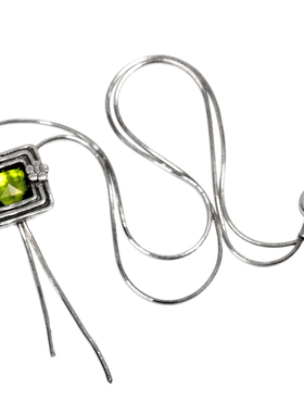 庭院设计师925银方形孤品项链