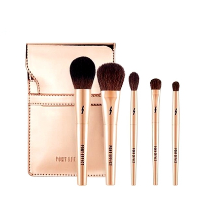 现货PONY EFFECT便携迷你化妆刷五件套装 眼影刷腮红刷金色杆