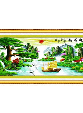 迎客松客厅钻石画蒙娜丽莎
