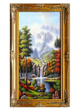 欧式聚宝盆油画玄关壁画餐厅挂画