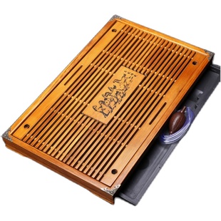 智典功夫茶具竹制实木茶盘家用茶台茶托简约储水托盘迷你小号茶海