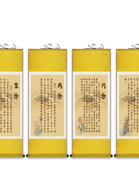中医养生望闻问切四诊图丝绸画养生馆药店医院装饰画针灸穴位挂画