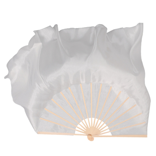 万疆真丝扇 纯白色舞蹈扇子雪中梅古典舞绸扇长 胶州秧歌舞蹈扇子