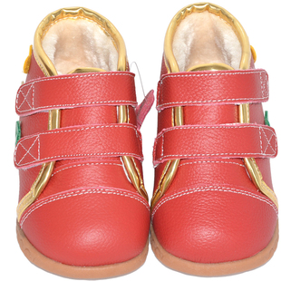 三岁女童靴子真皮一周岁耐脏女童鞋外贸幼儿园小皮鞋4岁短靴红色