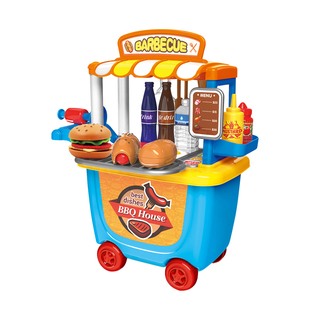 儿童仿真餐具女孩过家家冰淇淋雪糕车烧烤汉堡玩具化妆收银台玩具