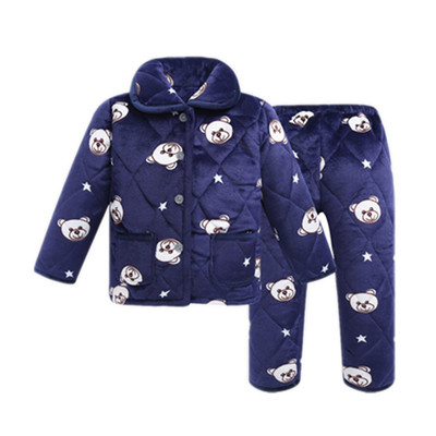 加厚款三层夹棉珊瑚绒保暖套装