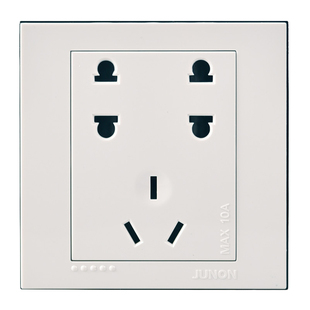 俊朗开关插座面板黑白系列正品二二三极插座 七孔电源插座JUNON