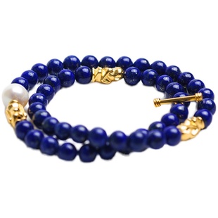 无同 三不猴 亲子儿童宝宝款青金石925银镀金珍珠手链钏送礼原创