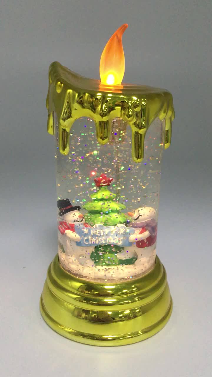 Battery Electric Lamp Led Light Flickering Glitter Water Christmas