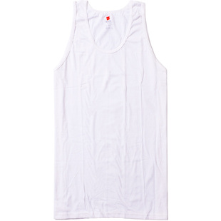 hanes恒适 背心男纯棉宽松无袖夏跨栏白色打底汗衫MUM822 2件装