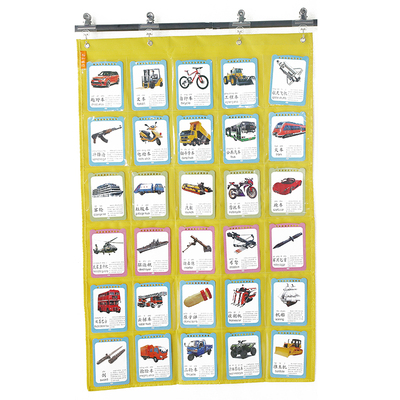 新款30格A6幼儿识字卡片挂袋明信片字咭透明袋牛津布墙壁式收纳袋