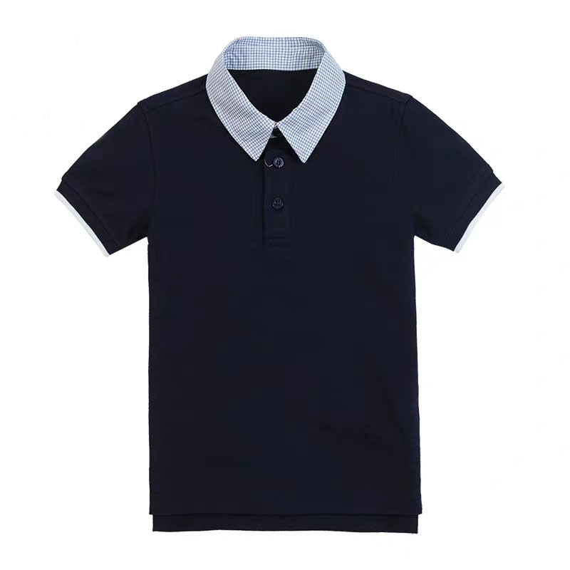 伊顿纪德夏季校服男女童藏青色短袖T恤小学生运动polo衫13T101