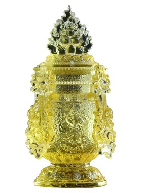 琉璃蓝色寺院佛堂摆件如意宝瓶