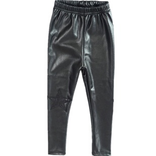 女童加绒加厚一体皮裤中大女童打底裤小脚裤靴裤修身秋冬款长裤