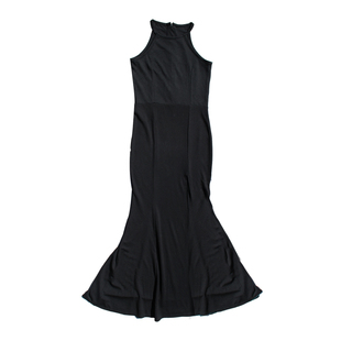 挂脖无袖吊带修身连衣裙开叉超长拖地鱼尾裙莫代尔垂坠收腰夏新品