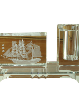 水晶笔筒办公桌礼物工艺品摆件