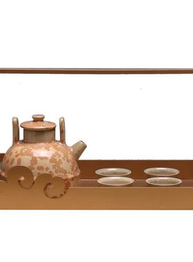 新中式风铁艺金属陶瓷茶壶托盘