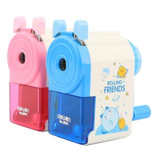 qd得力铅笔刀削笔器手摇得力学生用卷笔刀多功能钻刨旋绞小学生转笔刀新款儿童文具学习用品剥消自动削笔机