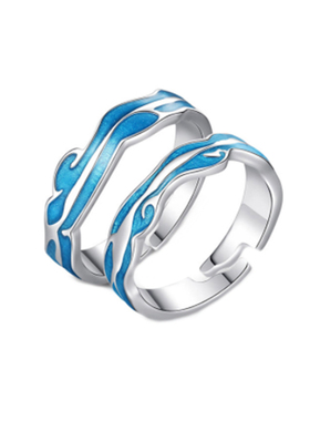 水陆兼程银简约可刻字情侣戒指