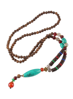 民族风鸡翅木质佛珠男木珠长款