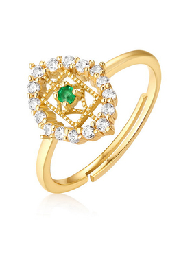 巴洛克宫廷风菱形锆石钻9K金戒指