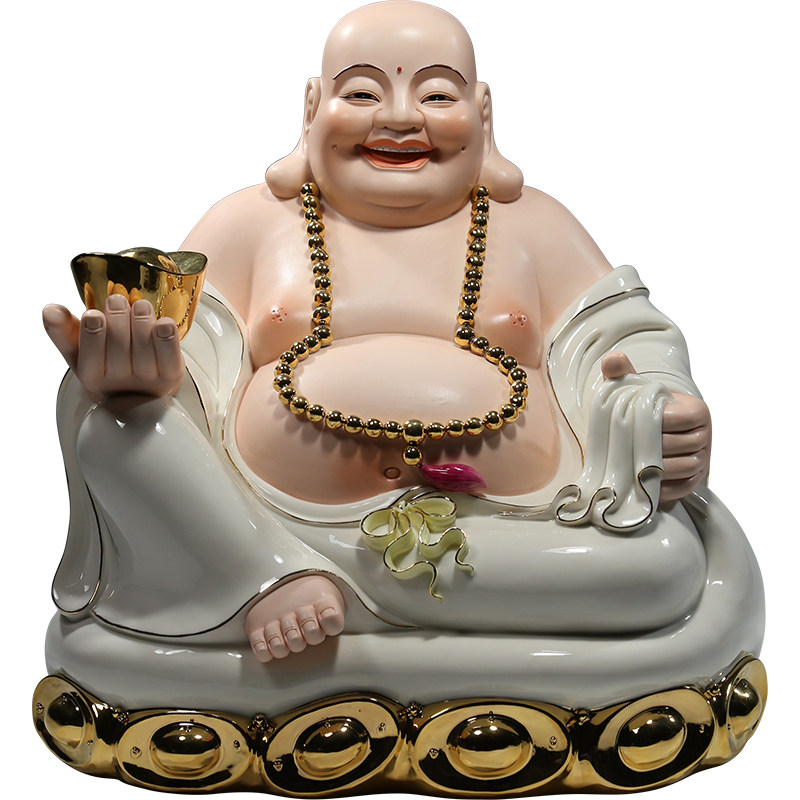 德化陶瓷元宝供奉菩萨弥勒佛像