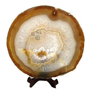 天然玛瑙片摆件水晶聚宝盆切片玛瑙原石片聚宝盆摆件茶壶茶杯垫