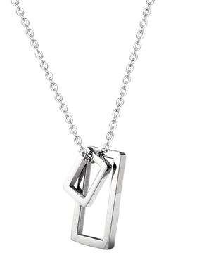 日韩风心灵几何刻字钛钢毛衣链