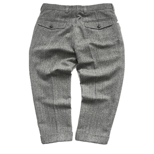 秋冬新款复古哈伦人字呢西装裤大码粗纺羊毛呢欧美宽松直筒九分裤