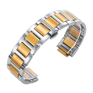 适用卡地亚蓝气球表带钢带凸口女8mm11男12mm14m实心精钢表链配件