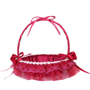 深红色全包布舞蹈婚礼红包花童伴娘撒花花篮结婚舞会晚会装饰