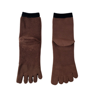 加厚毛圈五指袜男纯棉中筒高腰冬季分脚趾袜全棉保暖毛巾袜子