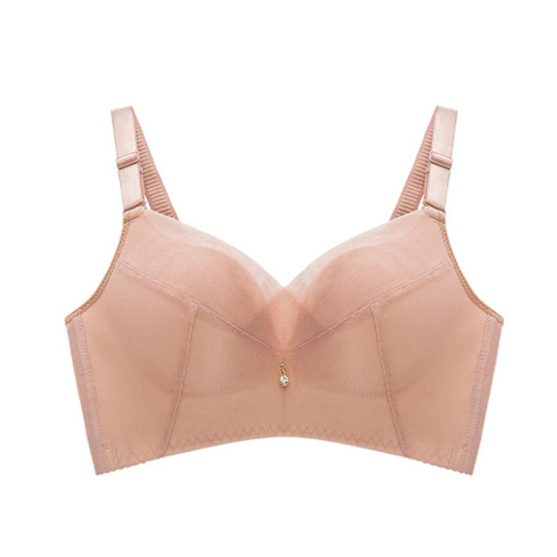 美容院裸色主义春夏新款性感时尚百搭纯色光面超聚拢调整型文胸女