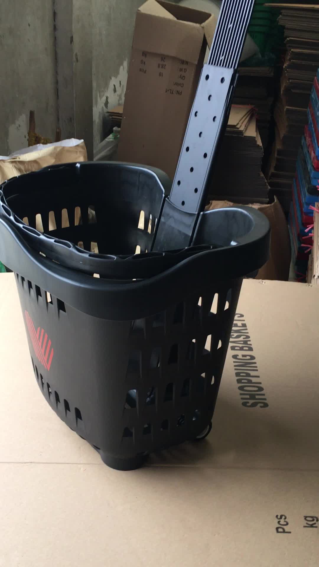 55liters Plastic Shopping Basket From China With 2 Wheels 1 Handle Buy Plastic Shopping Basket
