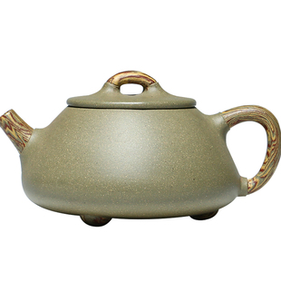 宜兴纯全手工紫砂壶子冶石瓢壶豆青砂绞泥紫沙泡茶壶陶瓷茶具套装