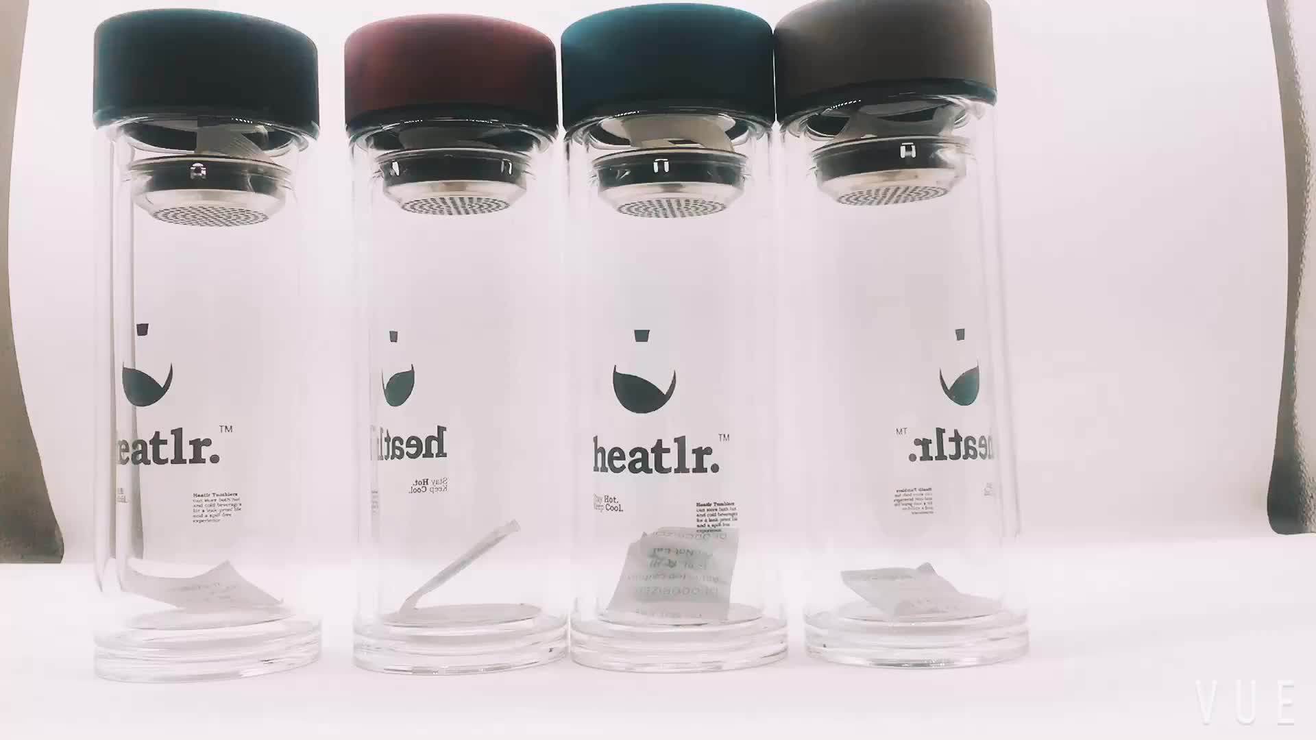 Double Layer Glass Water Bottle Cup Tumbler With Tea Filter Glass