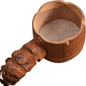 日式竹根禅意竹制茶漏 天然茶虑茶道茶滤 竹滤网勺孟宗竹子过滤器