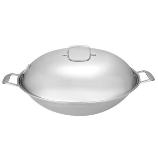 美乐宝304不锈钢炒锅38cm无油烟不粘锅尖底家用炒菜锅燃气适用