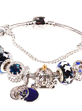 潘多风格海洋之心手链琉璃珠微镶