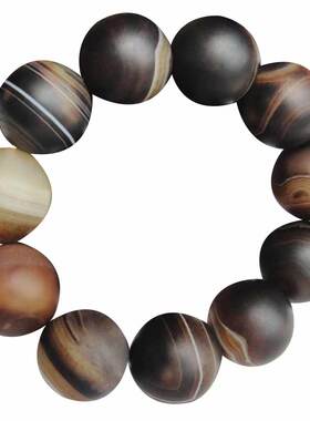 黑玛瑙磨砂玉石单圈水晶佛珠手链