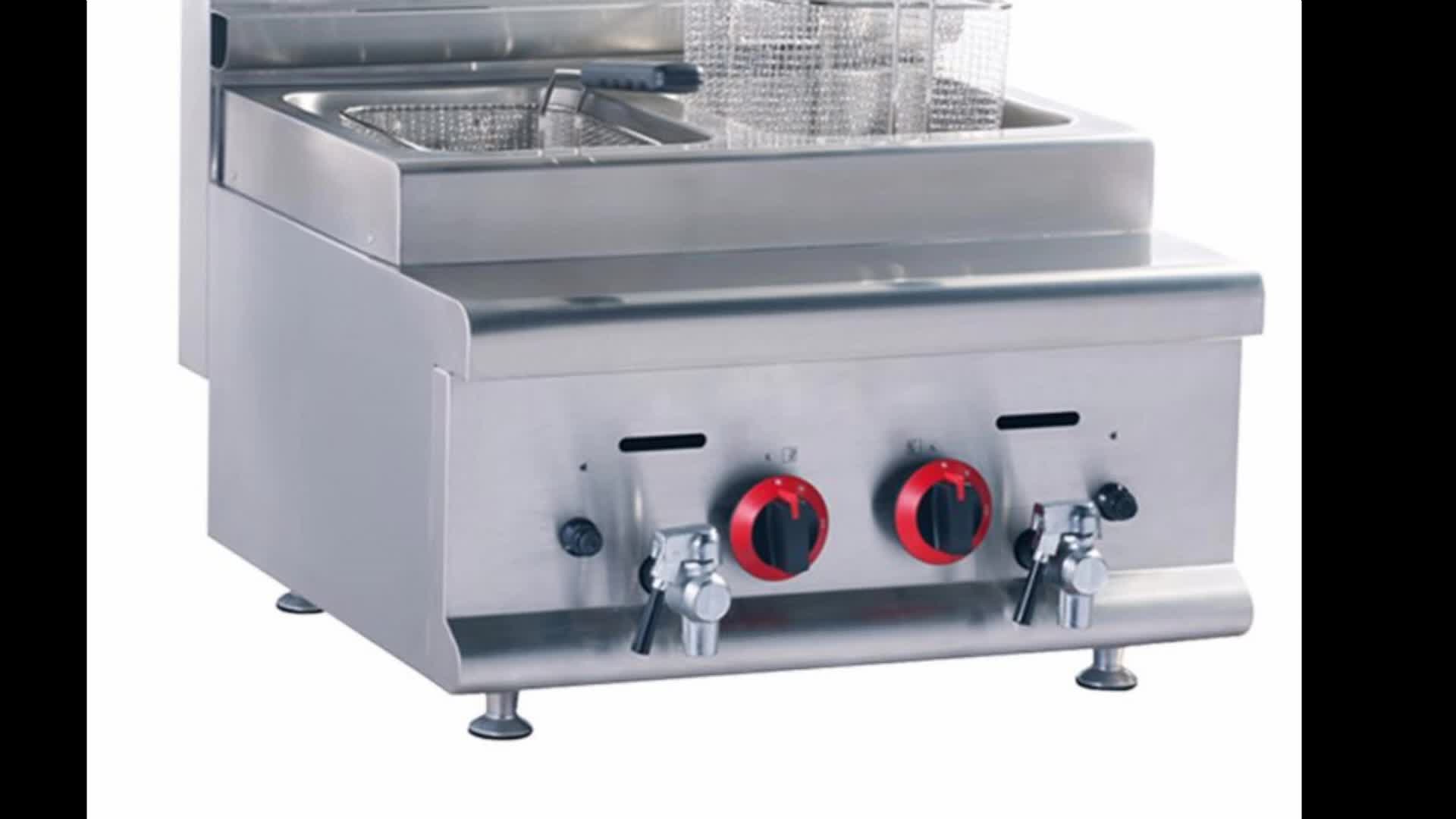 Countertop Gas Chips Fryer Gas Deep Fryer 2 Tank 2 Basket Gas